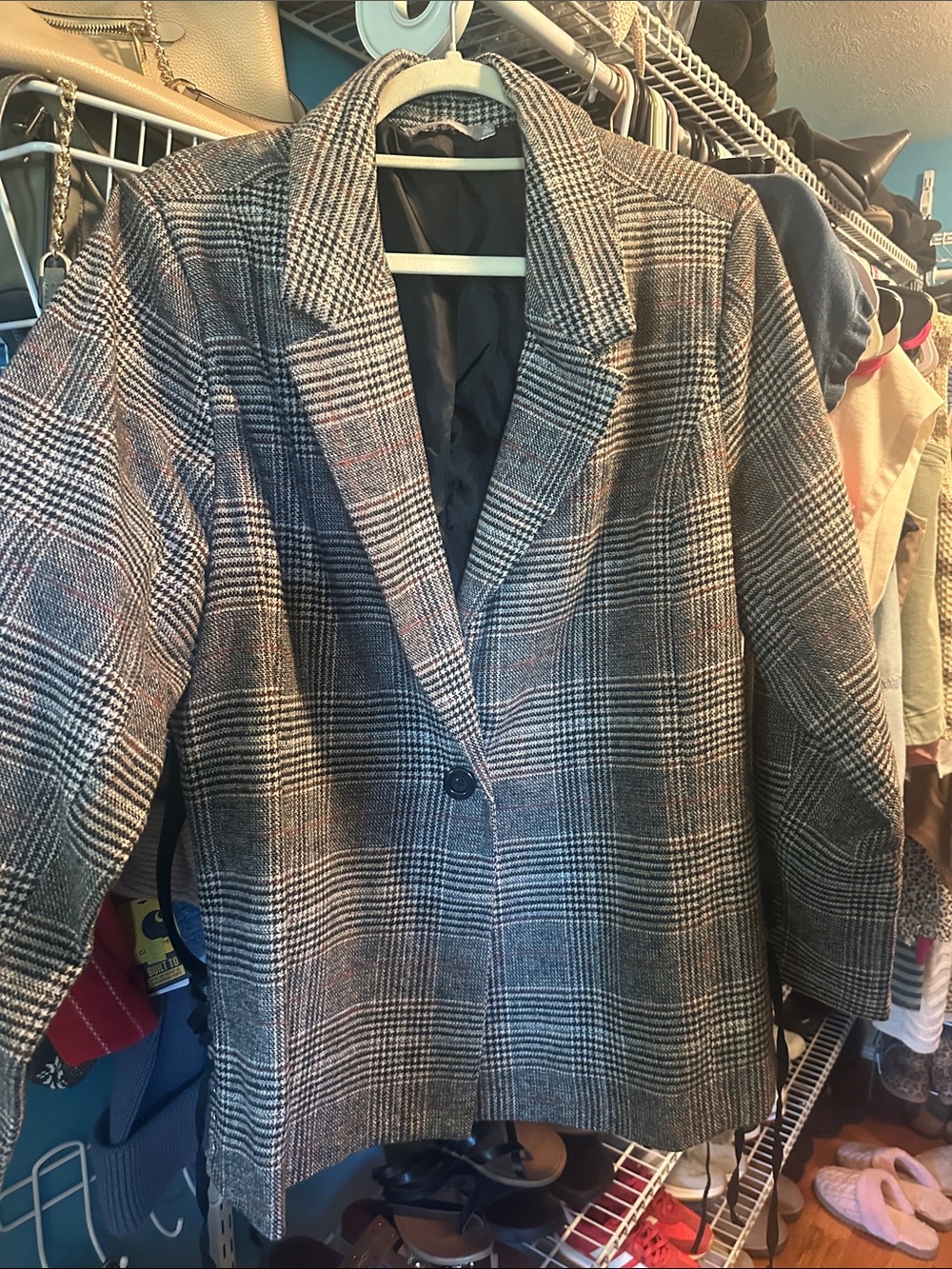 Women’s  Plaid Blazer - Gray Glen Check